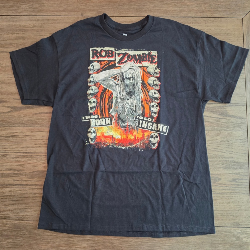Rob Zombie Born To Go Insane Black Graphic T-Shirt Large NWT Licensed